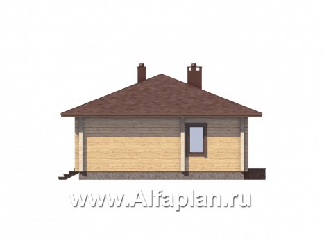 Проект одноэтажного дома из бруса, дача с большой угловой террасой, 2 спальни - превью фасада дома