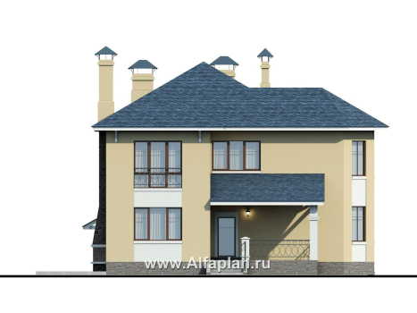 «Модус Вивенди» - проект двухэтажного дома из газобетона, с террасой и с гаражом - превью фасада дома