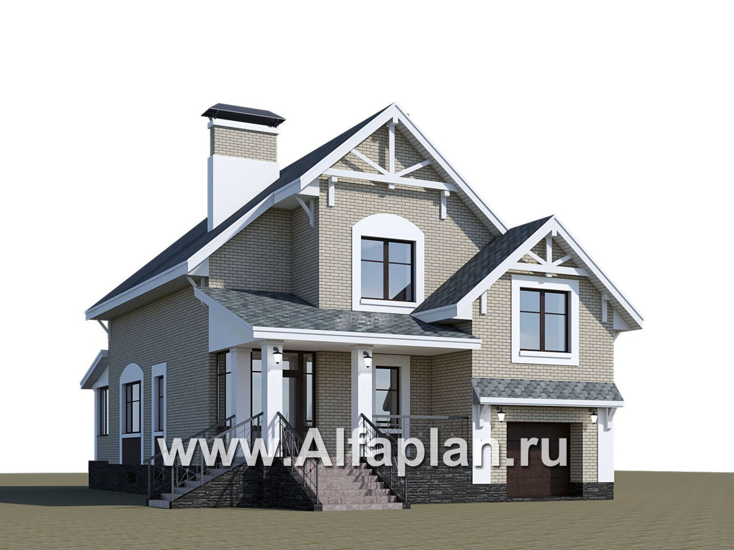 Проекты домов Альфаплан - «Белая ночь»- дом с цокольным этажом для большой семьи - дополнительное изображение №1