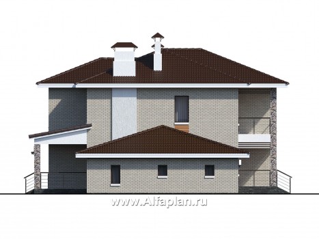 Проекты домов Альфаплан - «Формула успеха» - загородный дом с гаражом - превью фасада №3