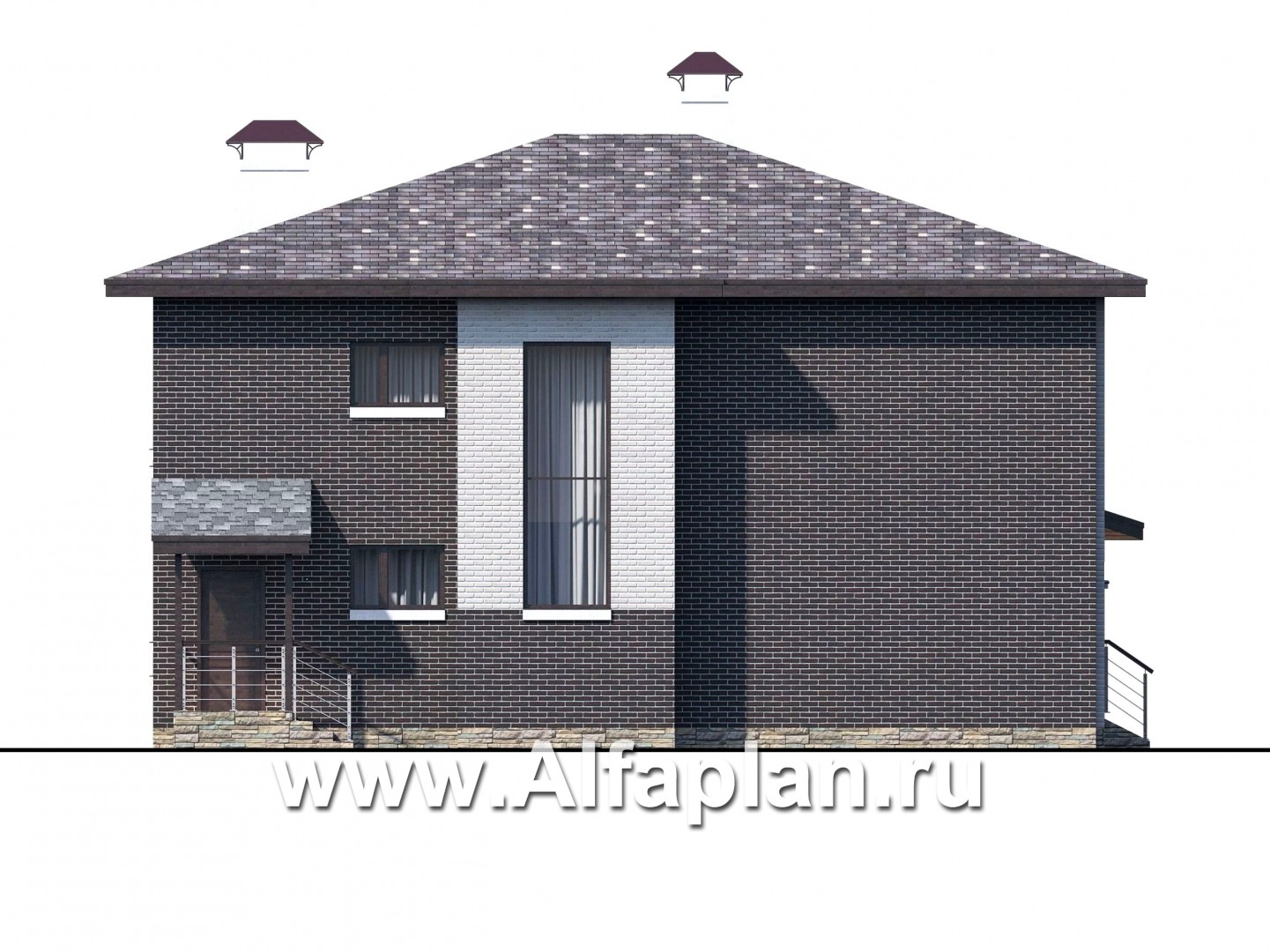 Проекты домов Альфаплан - «Республика» - современный двухэтажный комфортабельный дом - изображение фасада №3