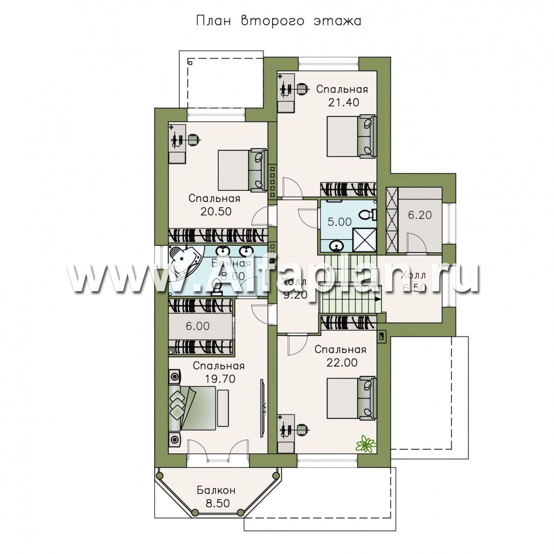 Проекты домов Альфаплан - Трехэтажный классический особняк для узкого участка - план проекта №3