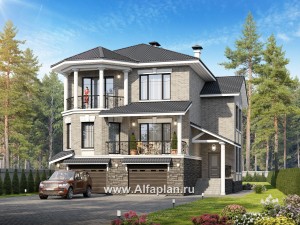 Проекты домов Альфаплан - Трехэтажный классический особняк для узкого участка - превью основного изображения
