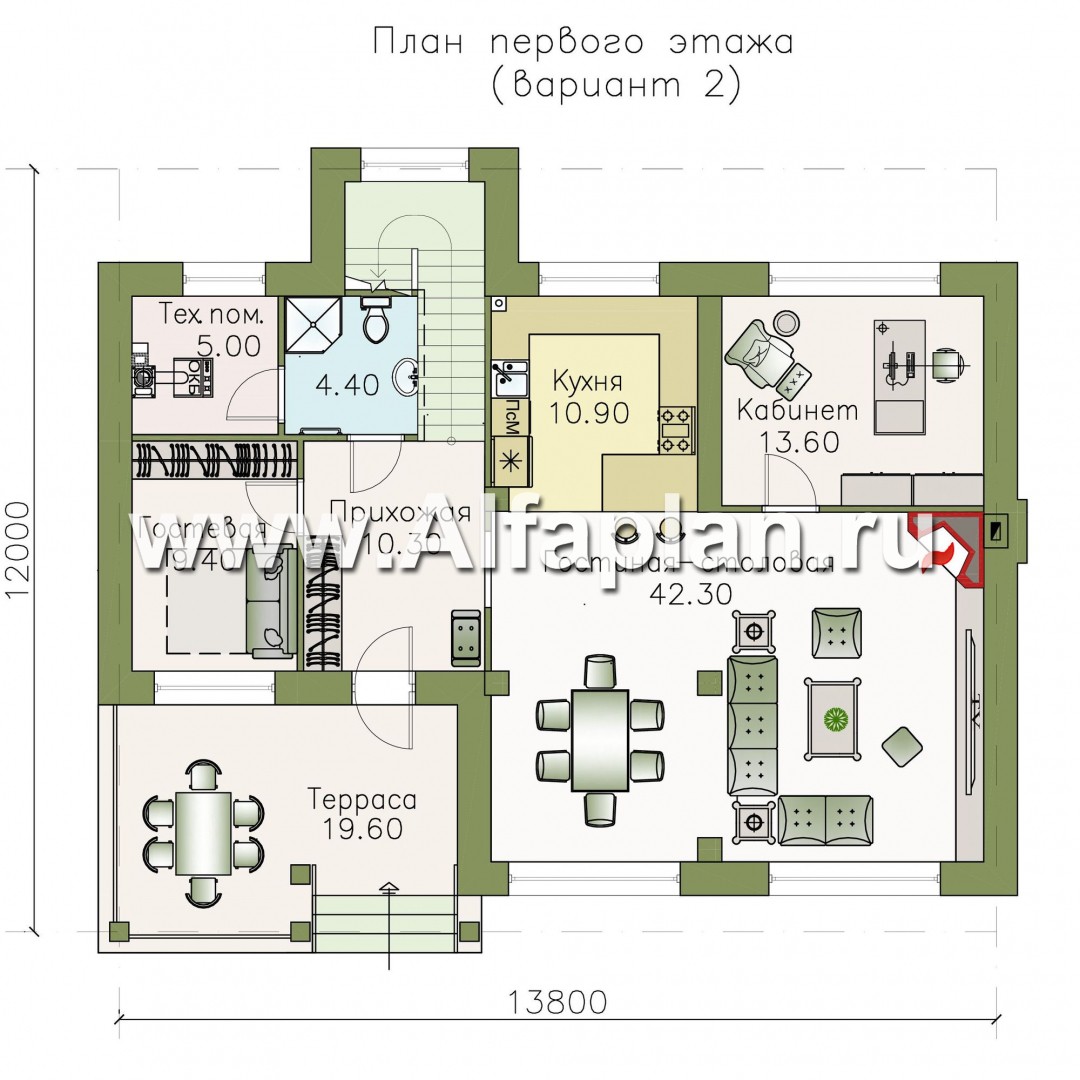 Проекты домов Альфаплан - "Одер" - стильный двухэтажный коттедж из газобетона - план проекта №2