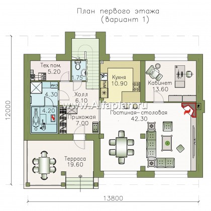 Проекты домов Альфаплан - "Одер" - стильный двухэтажный коттедж из газобетона - превью плана проекта №1