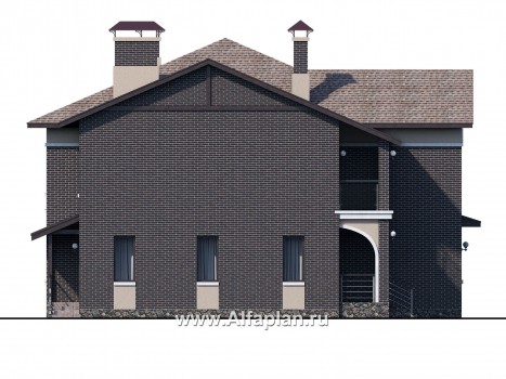 Проекты домов Альфаплан - «Голицын» — особняк с отделкой в темных тонах - превью фасада №3