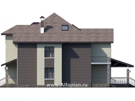 Проекты домов Альфаплан - «Демидов» - респектабельный особняк с мансардой - превью фасада №2