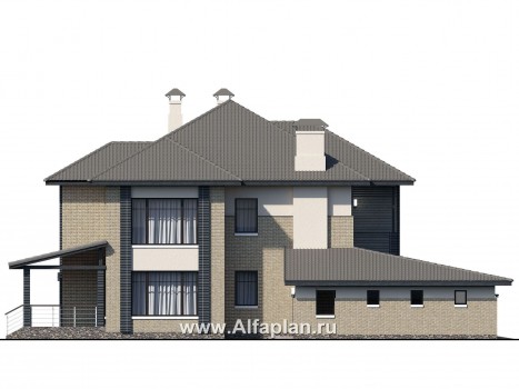 «Неман» - проект двухэтажного дома, особняк с двусветной гостиной, с террасой, с гаражом на 2 авто - превью фасада дома