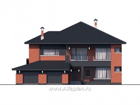 «Эльба» - проект современной двухэтажной виллы, со вторым светом, с террасой и с гаражом на 2 авто - превью фасада дома