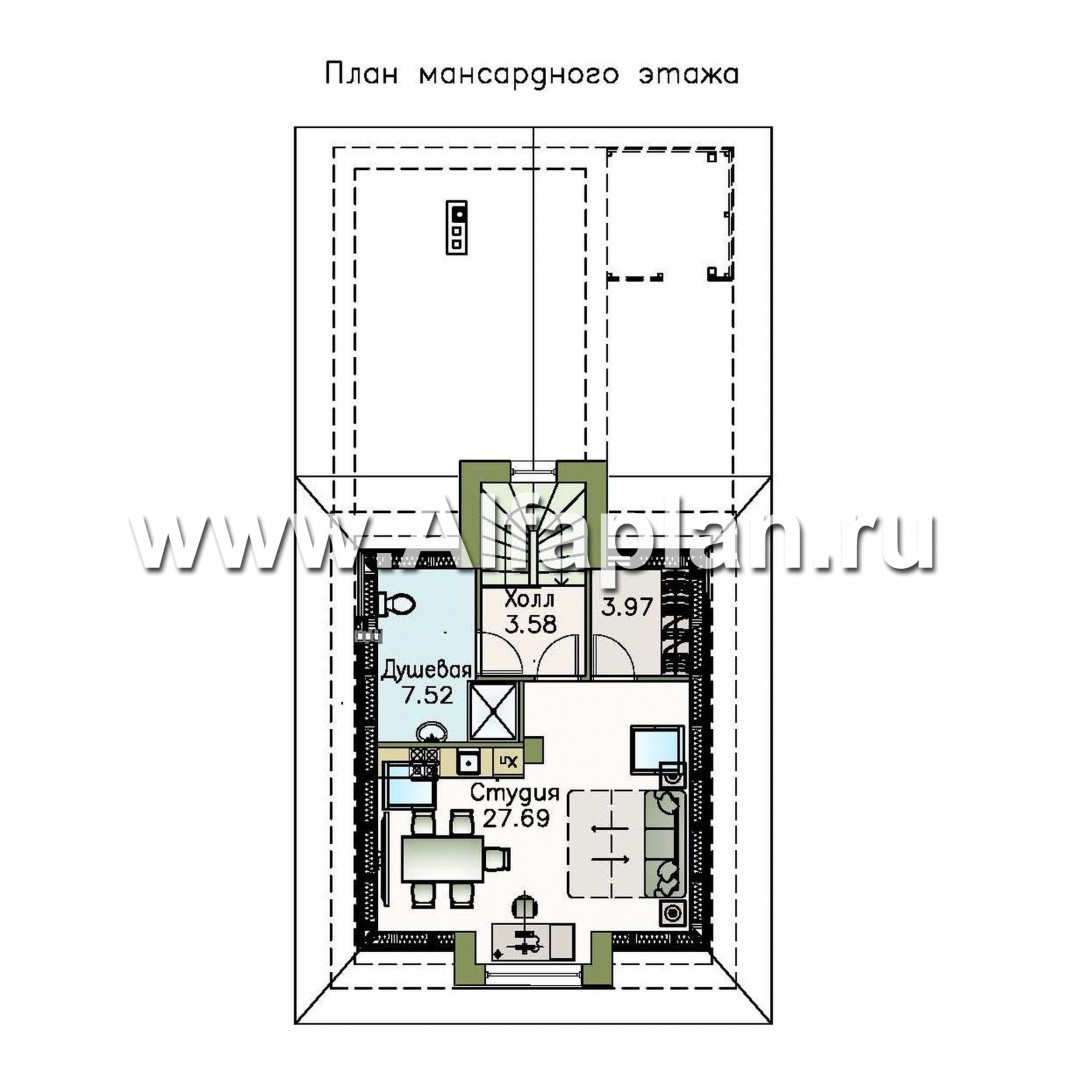 Проекты домов Альфаплан - Гараж со студией и хозблоком - изображение плана проекта №2