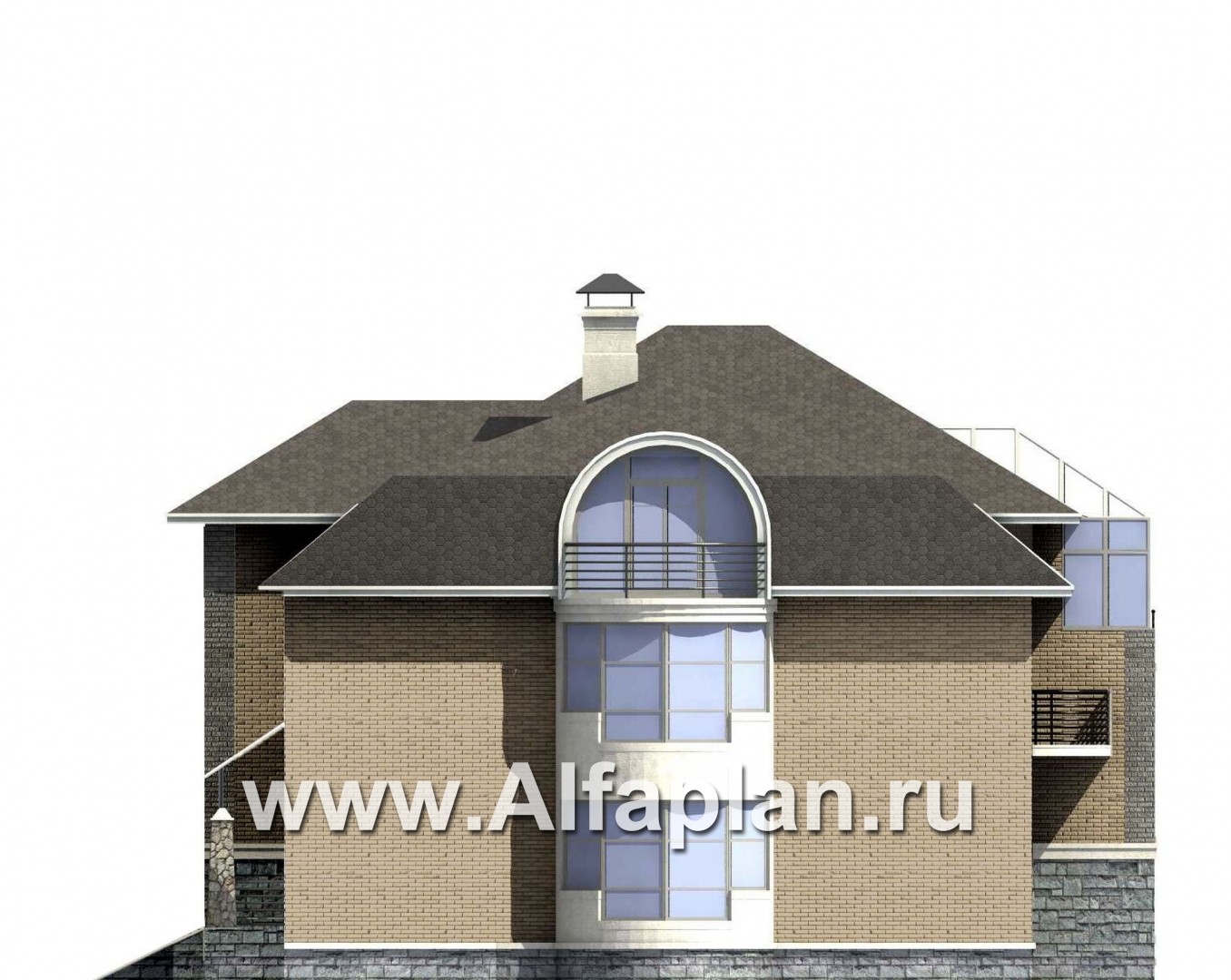 Проекты домов Альфаплан - «ИДЕНТИФИКАЦИЯ» - проект роскошной современной усадьбы - изображение фасада №2