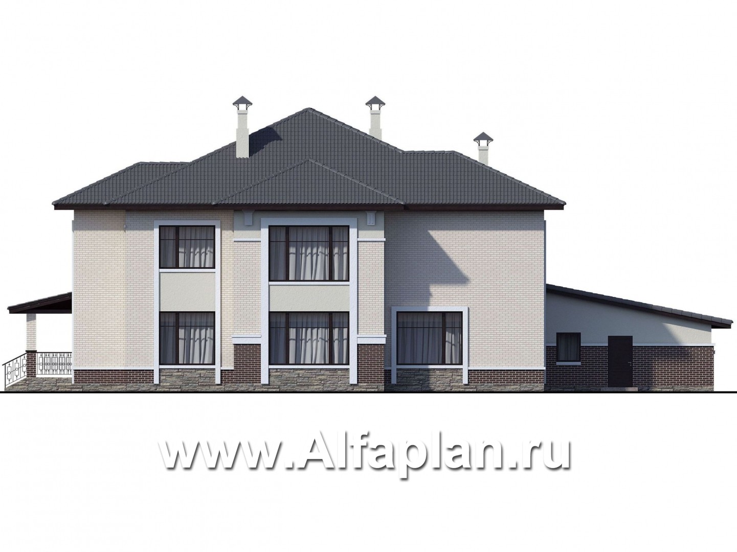 Проекты домов Альфаплан - «Сена» — респектабельный двухэтажный особняк с гаражом - изображение фасада №4