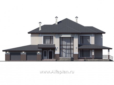 Проекты домов Альфаплан - «Сена» — респектабельный двухэтажный особняк с гаражом - превью фасада №1