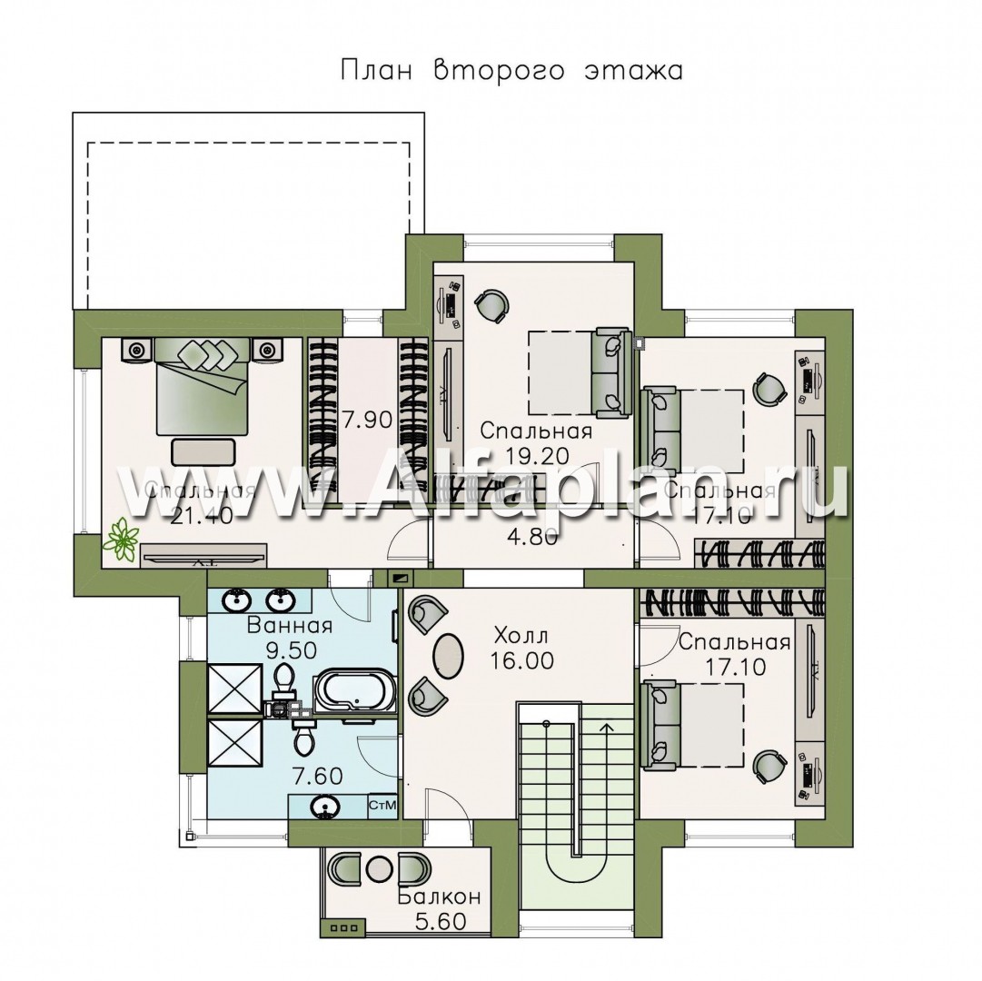 Проекты домов Альфаплан - «Киприда» — просторный коттедж в современном стиле - план проекта №2