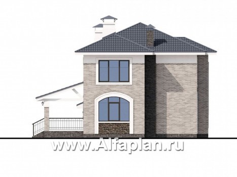 Проекты домов Альфаплан - «Топаз» - проект дома с открытой планировкой и гаражом - превью фасада №3
