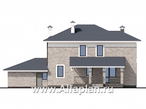 Проекты домов Альфаплан - «Топаз» - проект дома с открытой планировкой и гаражом - превью фасада №4