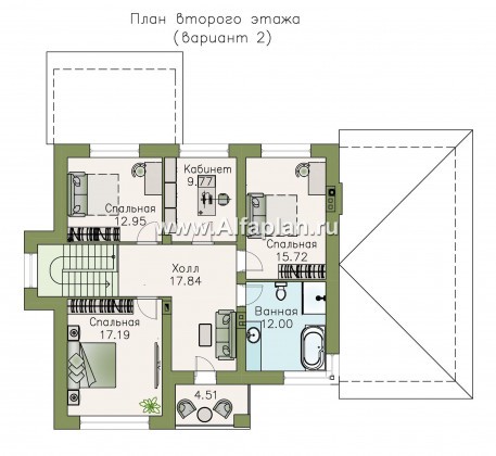 «Страйк» - проект двухэтажного дома с открытой планировкой, мастер спальня, с гаражом на 1 авто - превью план дома