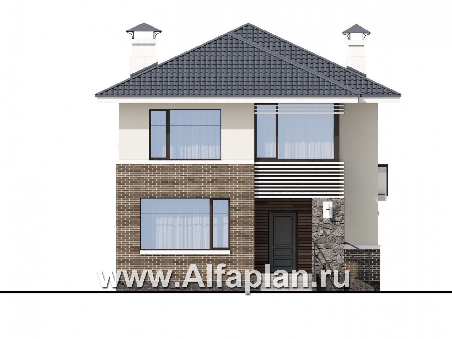 Проекты домов Альфаплан - «Вламинк» - очень удобный современный дом - изображение фасада №1
