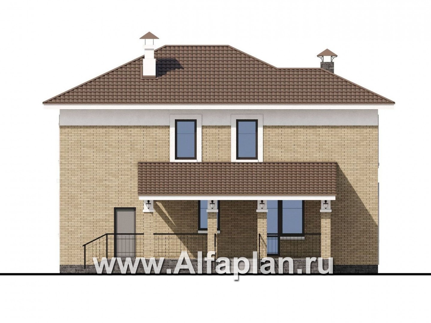 Проекты домов Альфаплан - «Топаз» - проект дома с открытой планировкой - изображение фасада №4