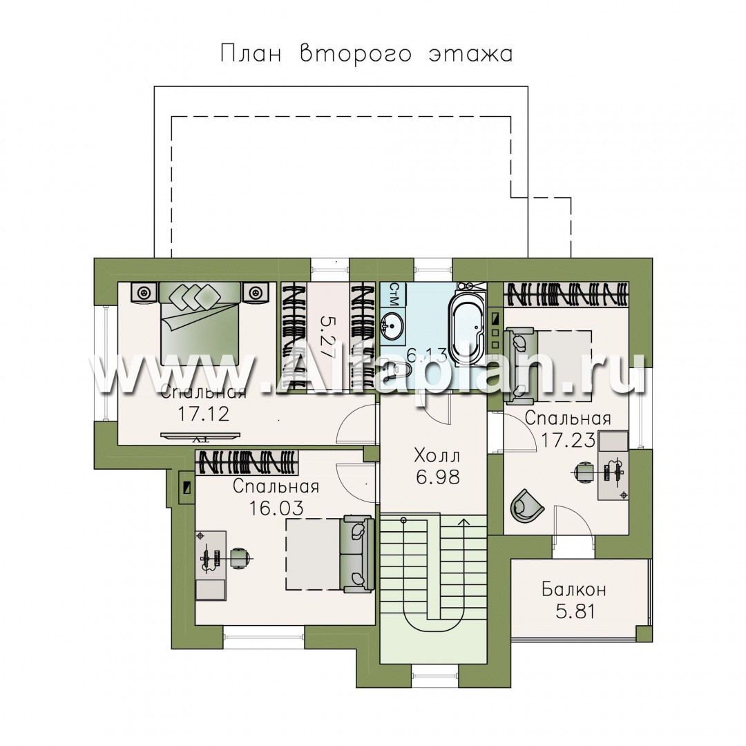 Проекты домов Альфаплан - «Топаз» - проект дома с открытой планировкой - план проекта №2