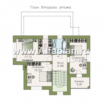 Проекты домов Альфаплан - «Топаз» - проект дома с открытой планировкой - превью плана проекта №2