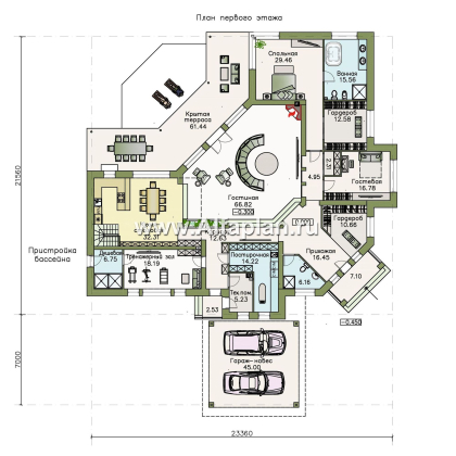 Проекты домов Альфаплан - «Модуль» — современный дом с диагональным планом - превью плана проекта №1