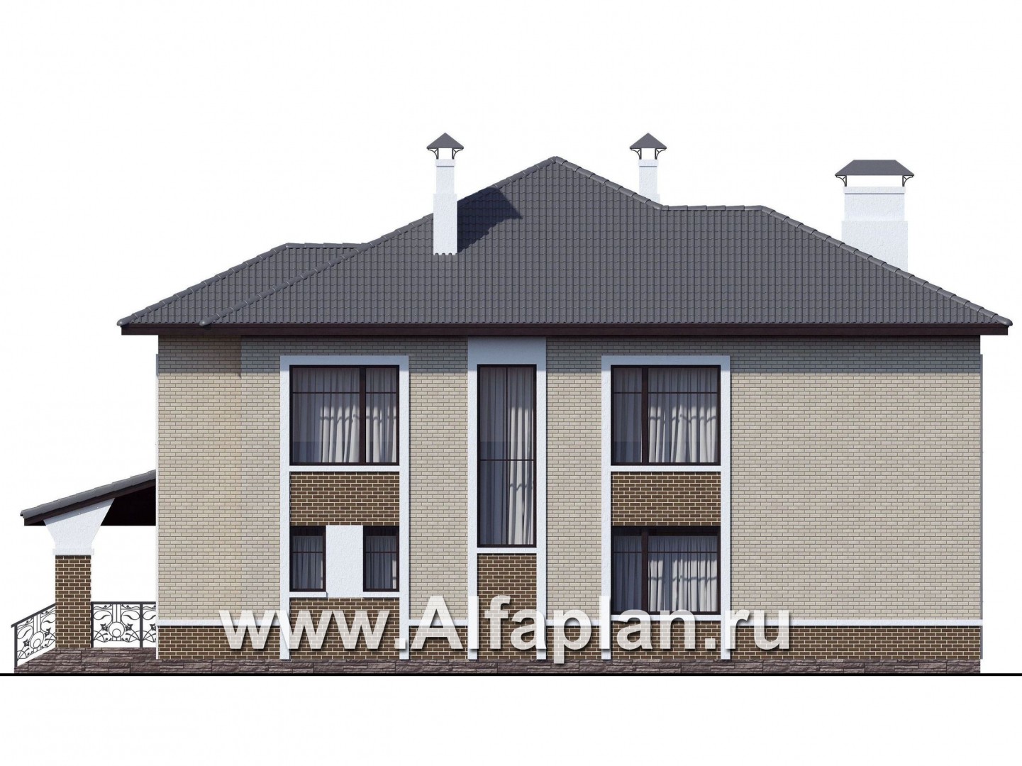 Проекты домов Альфаплан - «Арно» - классический особняк с двусветной столовой - изображение фасада №4