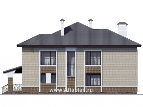 Проекты домов Альфаплан - «Арно» - классический особняк с двусветной столовой - превью фасада №4