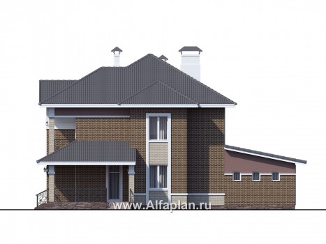 Проекты домов Альфаплан - «Арно» - классический особняк с двусветной столовой и бассейном - превью фасада №2