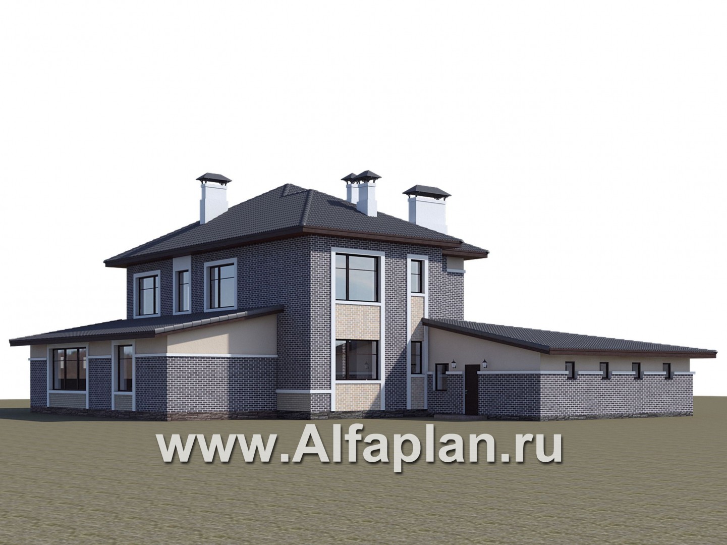 Проекты домов Альфаплан - «Арно» - классический особняк с большим гаражом и бассейном - дополнительное изображение №1