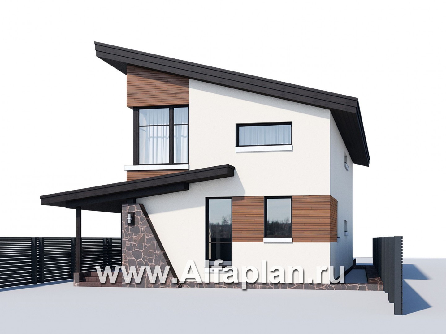 Проекты домов Альфаплан - «Писарро» - проект дома для узкого участка, 3 спальни - дополнительное изображение №1