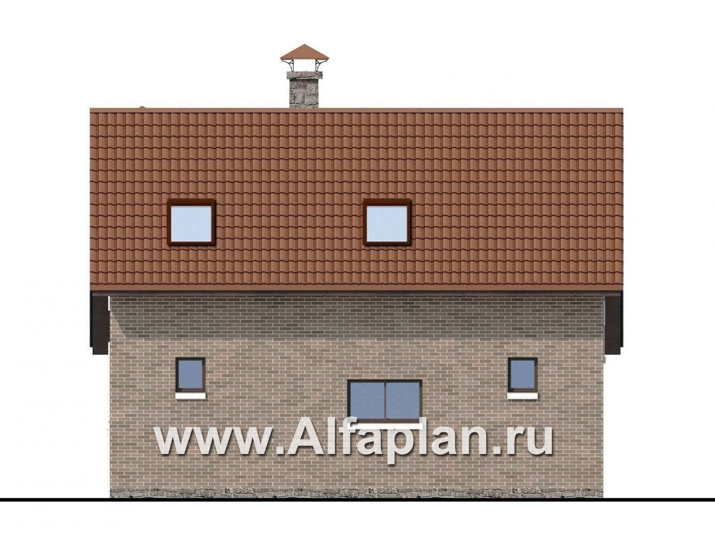Проекты домов Альфаплан - "Отдых" - проект дома для дачи с мансардой и большой террасой - изображение фасада №2