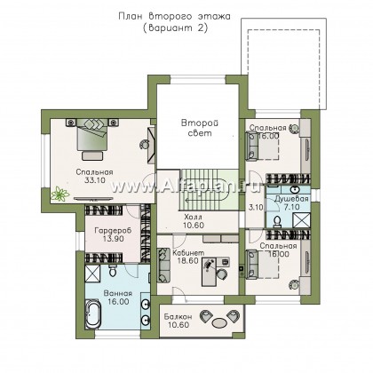 Проекты домов Альфаплан - «Висла» — особняк с двусветной столовой - превью плана проекта №3