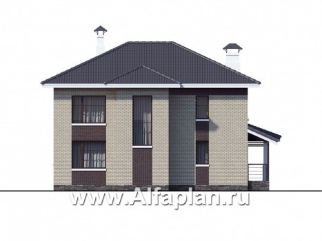 Проекты домов Альфаплан - «Саар»- современный двухэтажный дом с террасой - превью фасада №4