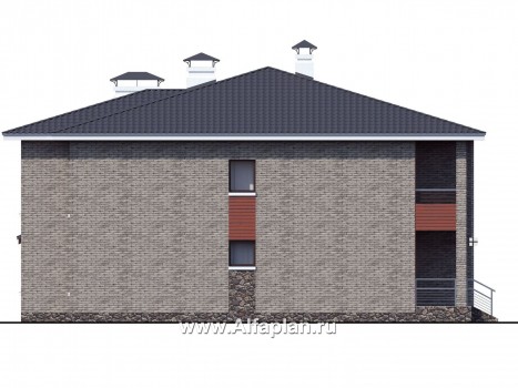 Проекты домов Альфаплан - «Семь звезд» - современный коттедж с панорамными окнами - превью фасада №3
