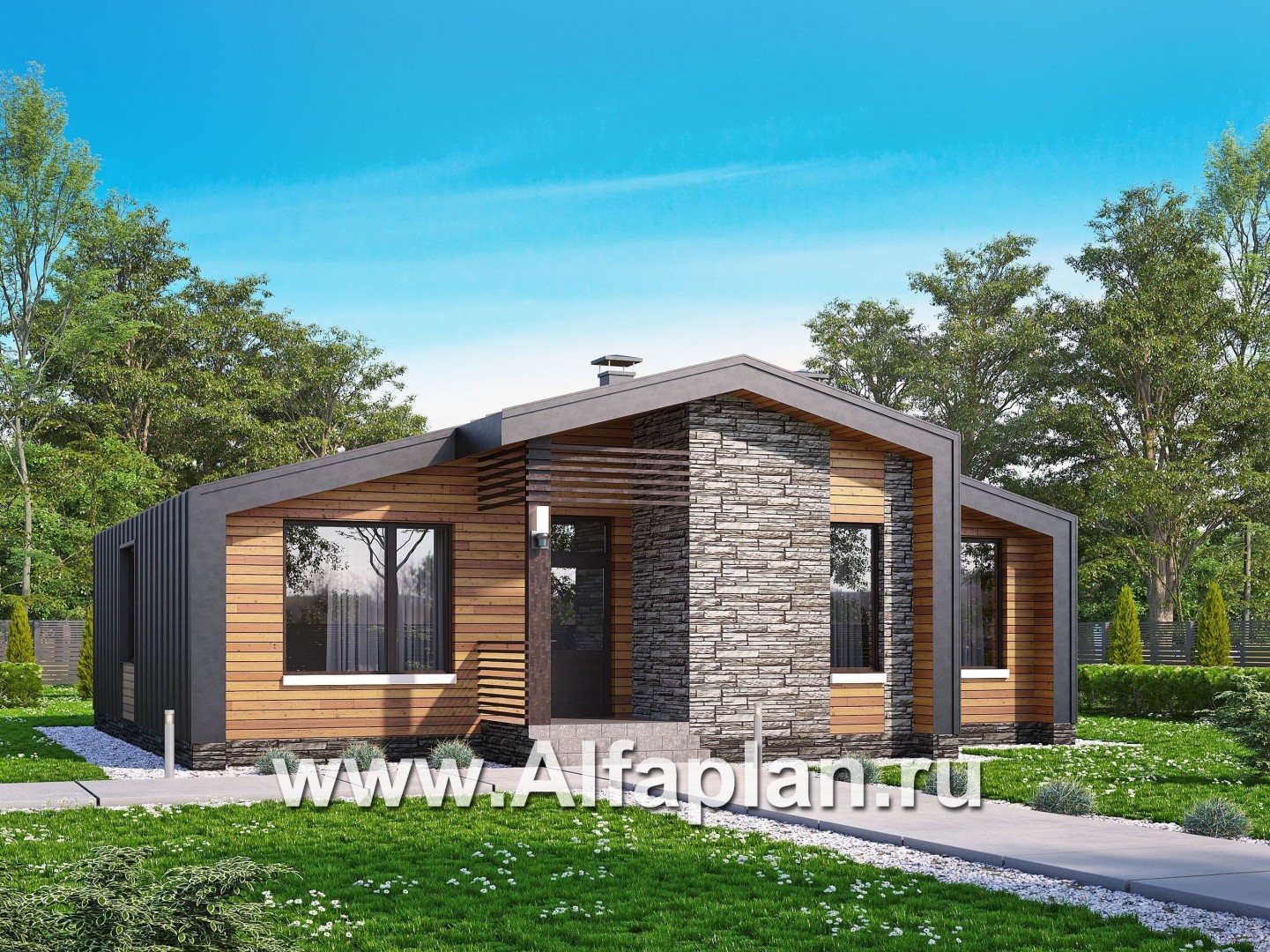 Проекты домов Альфаплан - «Альфа» - каркасный дом с сауной - основное изображение