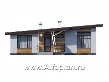 Проекты домов Альфаплан - «Вита» - загородный каркасный дом с террасой - превью фасада №1