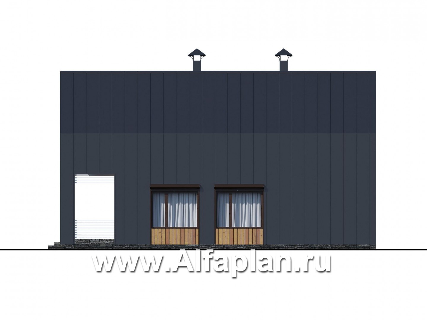 Проекты домов Альфаплан - «Тау» - эксклюзивный коттедж в современном дизайне - изображение фасада №2