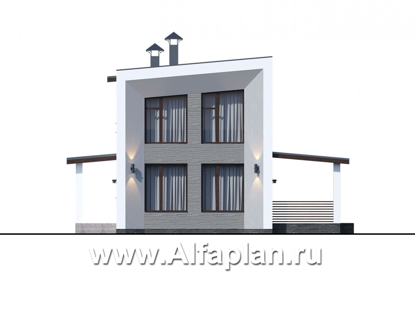 Проекты домов Альфаплан - «Тау» - каркасный дом с односкатной кровлей - изображение фасада №1
