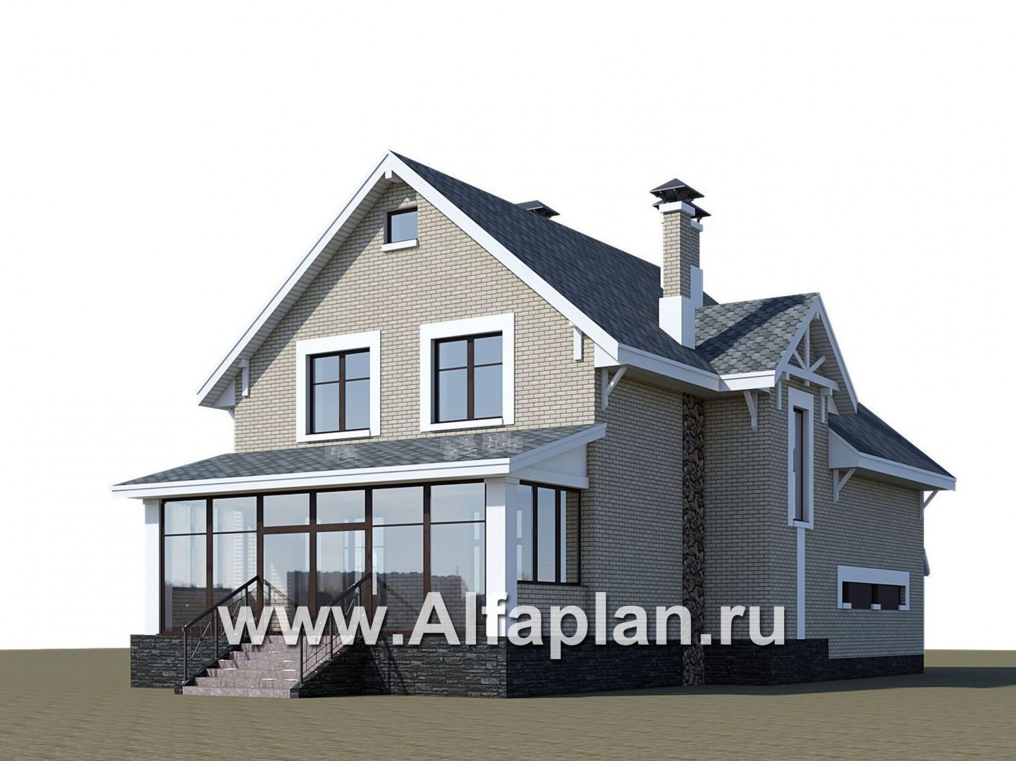Проекты домов Альфаплан - «Белая ночь»- дом с цокольным этажом для большой семьи - дополнительное изображение №2