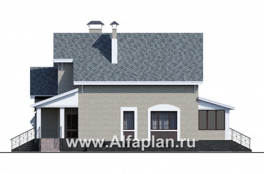 Проекты домов Альфаплан - «Белая ночь»- дом с цокольным этажом для большой семьи - превью фасада №2