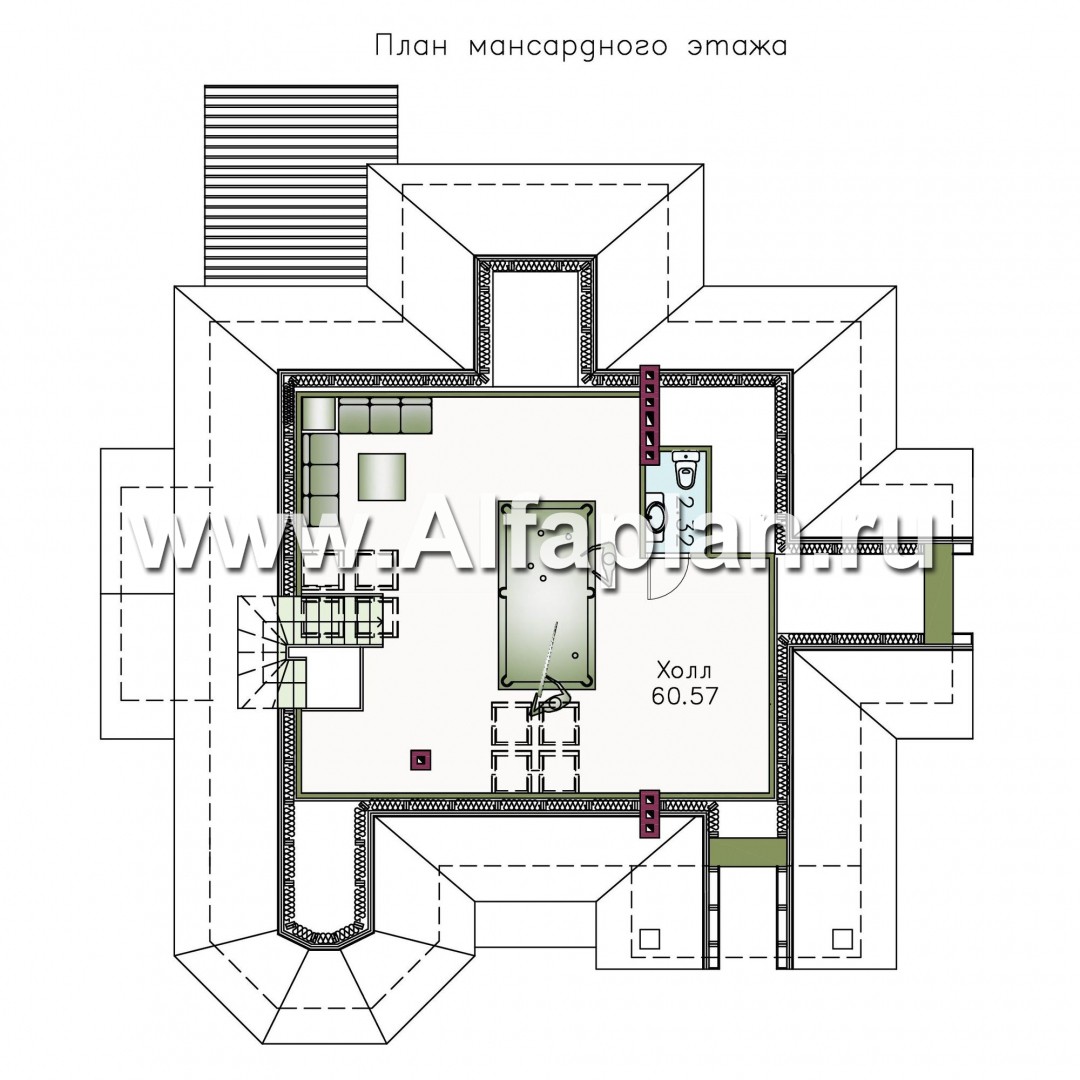 Проекты домов Альфаплан - «Воронцов»- респектабельный коттедж с комфортной планировкой - план проекта №3