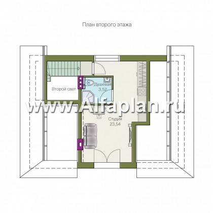 Проекты домов Альфаплан - Баня с террасой и студией в мансарде - превью плана проекта №2
