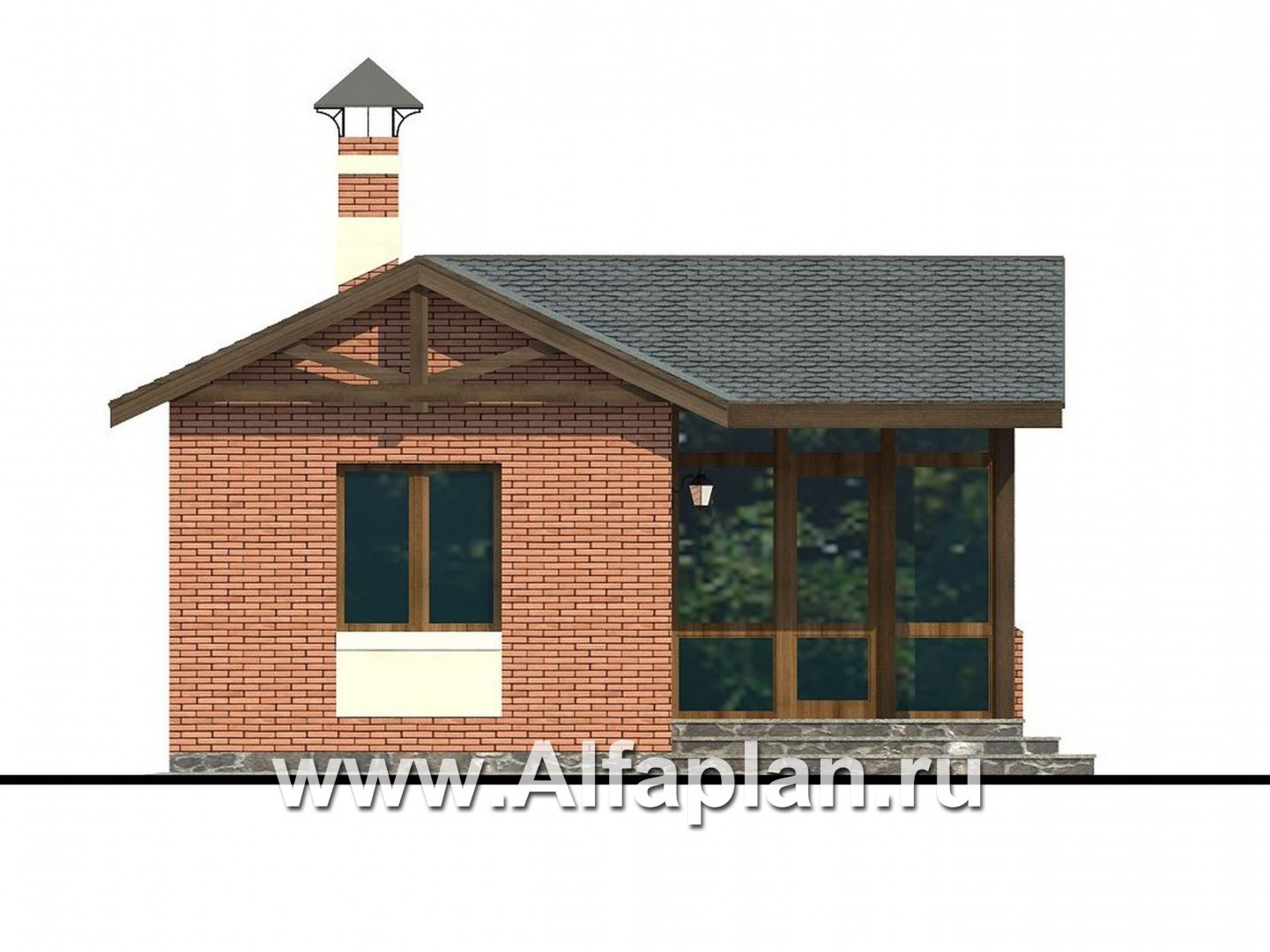 Проекты домов Альфаплан - Баня с уютной верандой - изображение фасада №3