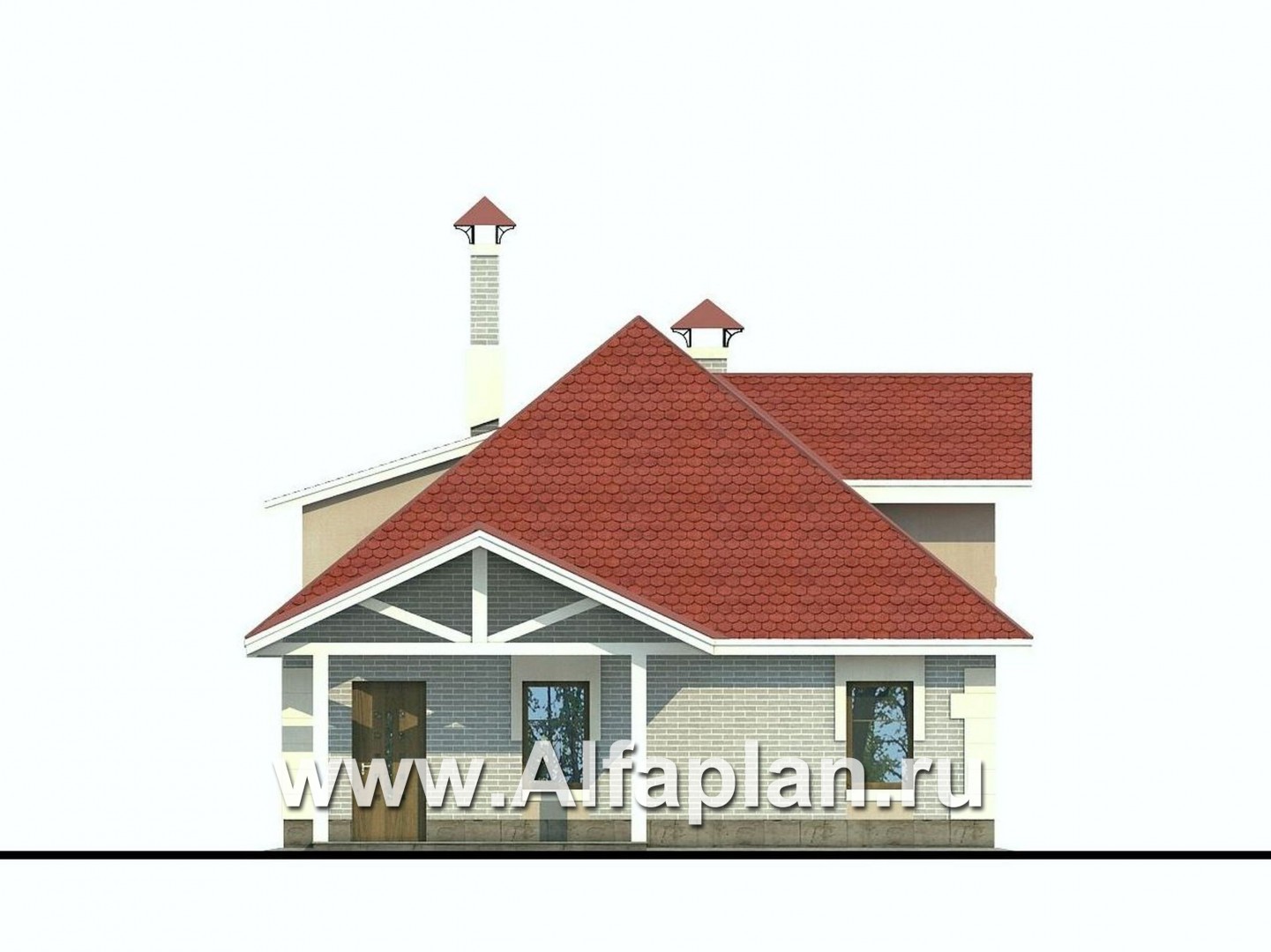Проекты домов Альфаплан - Дом для отдыха с навесом для машин - изображение фасада №3