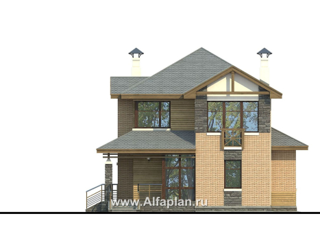 Проекты домов Альфаплан - «Оникс» - компактный двухэтажный дом для небольшого участка - превью фасада №1
