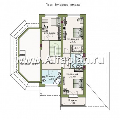 Проекты домов Альфаплан - «Рубин» - современный дом c оригинальной гостиной - превью плана проекта №2