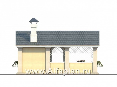 Проекты домов Альфаплан - Беседка-павильон с камином - превью фасада №4