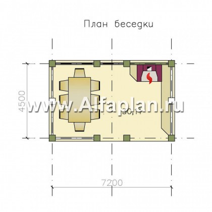 Проекты домов Альфаплан - Беседка-павильон с камином - превью плана проекта №1