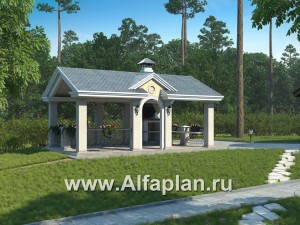 Проекты домов Альфаплан - Беседка-павильон с камином - превью основного изображения